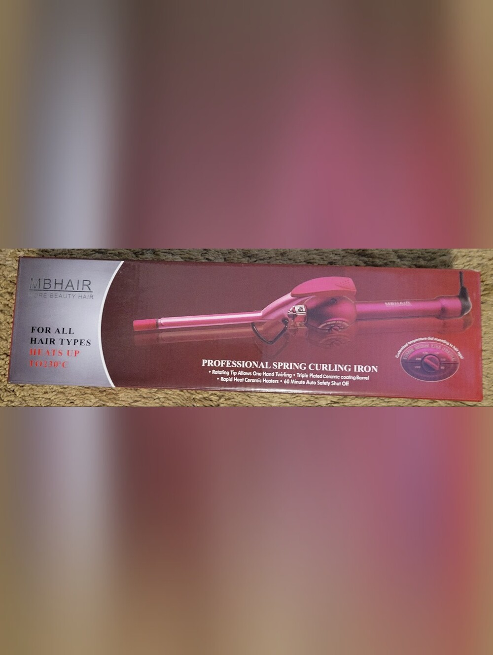MB Hair Professional Pink Spring Curling Iron - Ceramic Barrel